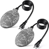 2 Pack Upgrade Bird Bath Heater for Outdoors in Winter, Pond Deicer 60 Watts Birdbath Deicer Water Heater Thermostatically Controlled with Auto Shut off Function for Patio Lawn (Frosted Gray)