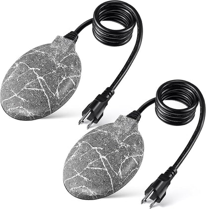 2 Pack Upgrade Bird Bath Heater for Outdoors in Winter, Pond Deicer 60 Watts Birdbath Deicer Water Heater Thermostatically Controlled with Auto Shut off Function for Patio Lawn (Frosted Gray)