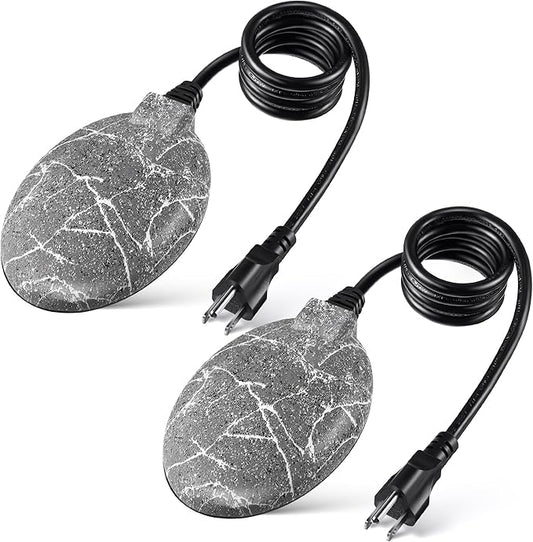 2 Pack Upgrade Bird Bath Heater for Outdoors in Winter, Pond Deicer 60 Watts Birdbath Deicer Water Heater Thermostatically Controlled with Auto Shut off Function for Patio Lawn (Frosted Gray)