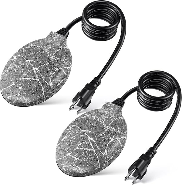 2 Pack Upgrade Bird Bath Heater for Outdoors in Winter, Pond Deicer 60 Watts Birdbath Deicer Water Heater Thermostatically Controlled with Auto Shut off Function for Patio Lawn (Frosted Gray)