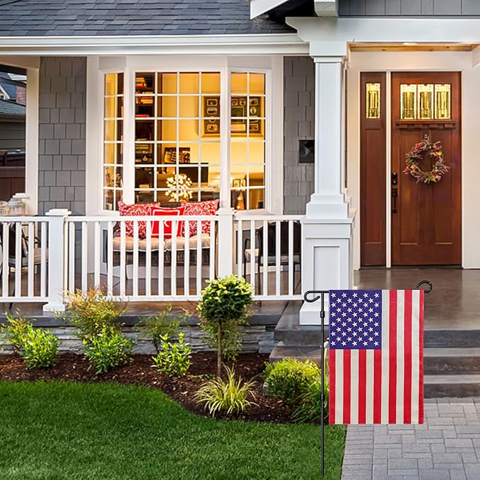 URSKYTOUS American Garden Flag Small American Flag Double Sided 12×18 Inch Weatherproof Patriotic USA Garden Flags Outside Thick Burlap Stars and Stripes Flags for Outdoor Yard Patio Lawn Decor