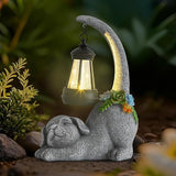 Garden Cute Dog Gnome Statue Decorations - Solar Resin Dog with Solar Garden Lights Outdoor Decorations for Patio,Yard,Lawn,