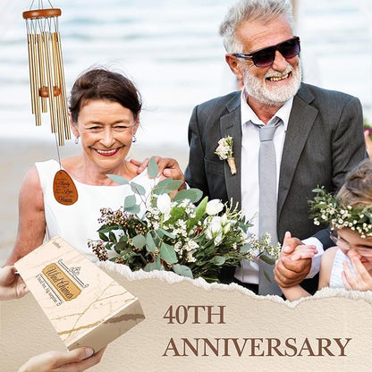 Leebbsin 40th Wedding Anniversary Wind Chime, Happy 40th Anniversary Romantic Gifts for Couple, Parents, Wife, Husband, Friends, Ruby Wedding Anniversary's Keepsake Gifts Ideas