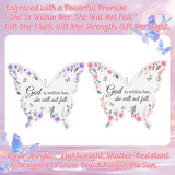 Didaey 2 Pcs Christian Crystal Butterfly Suncatchers Inspirational Religious Gifts for Women Pink Purple Windows Car Hanging Ornament with Greeting Card and Gift Box for Mom Friend Mother's Day