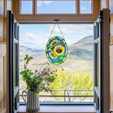 Sunflower Stained Glass Window Hanging Home Decor Suncatchers Indoor Window Gift for Mom Women Flower Lovers