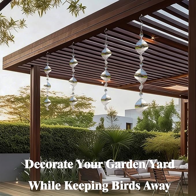 Bird Deterren for Outside Patio, 12 PCS High Reflective Bird Scare Devices Outdoor Decor, 3D Bird Reflectors for Garden, Porch, and Window Decoration