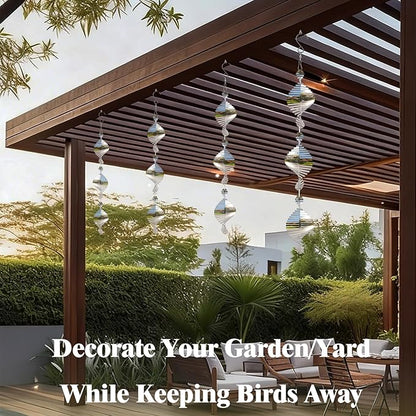 Bird Deterren for Outside Patio, 12 PCS High Reflective Bird Scare Devices Outdoor Decor, 3D Bird Reflectors for Garden, Porch, and Window Decoration