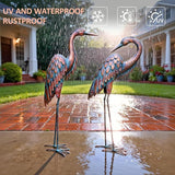 Kircust Metal Crane Statues - Set of 2 Bronze Heron Sculptures for Garden, Patio, or Yard Decor - 27.56" Tall Weatherproof Outdoor Art