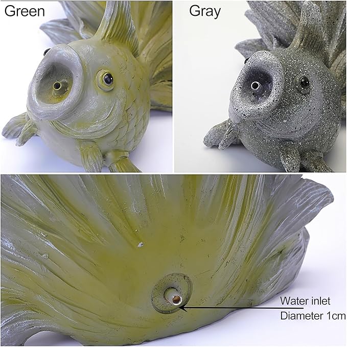 Goldfish Shape Pond spitters for Small Ponds, Fish Tank Automatic Circulation Water Landscaping Ornaments, Pool Fountains for Above Ground Pools, Garden Decor for Koi Pond(Gray,24 * 24 * 30cm)