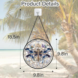DASTOLL Stained Glass Window Hanging, Dragonfly Flower Suncatcher for Doors Home Sun Catchers Decoration and Christmas, Mother's Day Birthday Gifts for Women, Men, and Mom 9.8 in