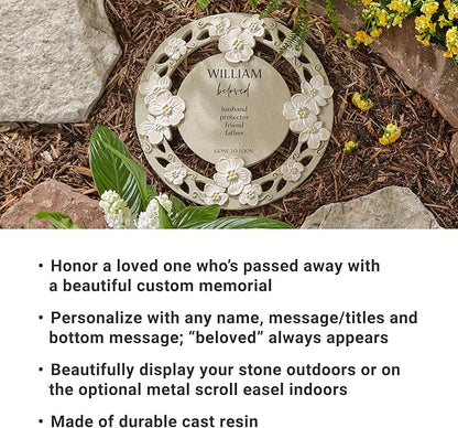 Let's Make Memories Personalized Memorial Garden Stone - Loved by All - Floral - Sympathy