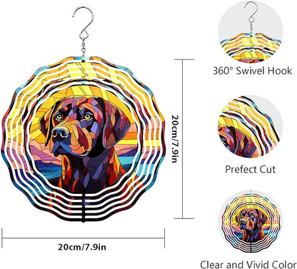 Labrador Retriever Wind Spinner Dog Memorial Gifts, Vibrant 3D Kinetic Aluminum Metal Yard Art, Loss of Dogs Sympathy Gifts, Hanging Outdoor Garden Decor, 8" Wind Sculptures for Patio, Porch (LR 5)