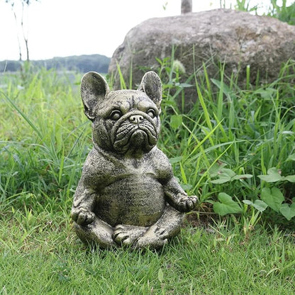Garden Statues Meditating Dog Statue Buddha Dog Statue Zen Yoga Relaxed Pose Buddha Meditation Figurine for Indoor Outdoor Yard Ornaments Decor