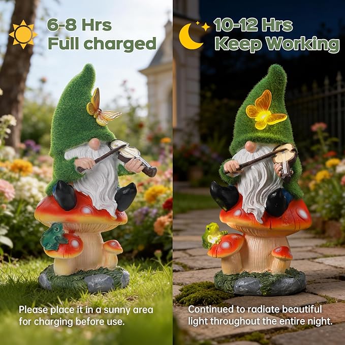 Solar Gnomes Garden Statue Decor for St. Patrick's Day,Gnome Figurines with LED Light for Garden Decorations for Patio Lawn Balcony Fairy Gardens Housewarming Gifts for Women Mom Grandma