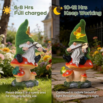 Solar Gnomes Garden Statue Decor for St. Patrick's Day,Gnome Figurines with LED Light for Garden Decorations for Patio Lawn Balcony Fairy Gardens Housewarming Gifts for Women Mom Grandma