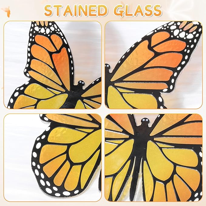 Stained Glass Window Hanging Yellow Butterfly Suncatcher, Butterfly Gift for Mom, Grandma, Women, for Mom Grandma Birthday