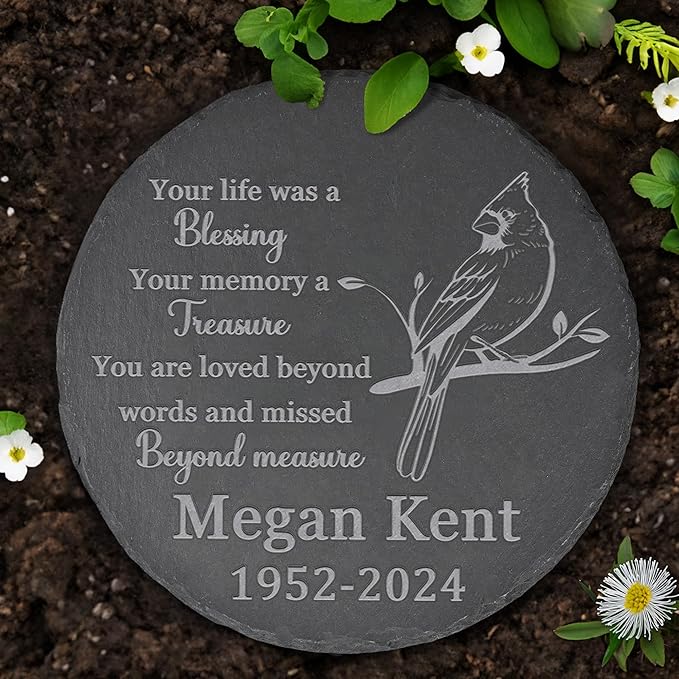 Memorial Garden Stone - Personalized Bereavement Gift for Loss of Loved One - Your Life was a Blessing - Round