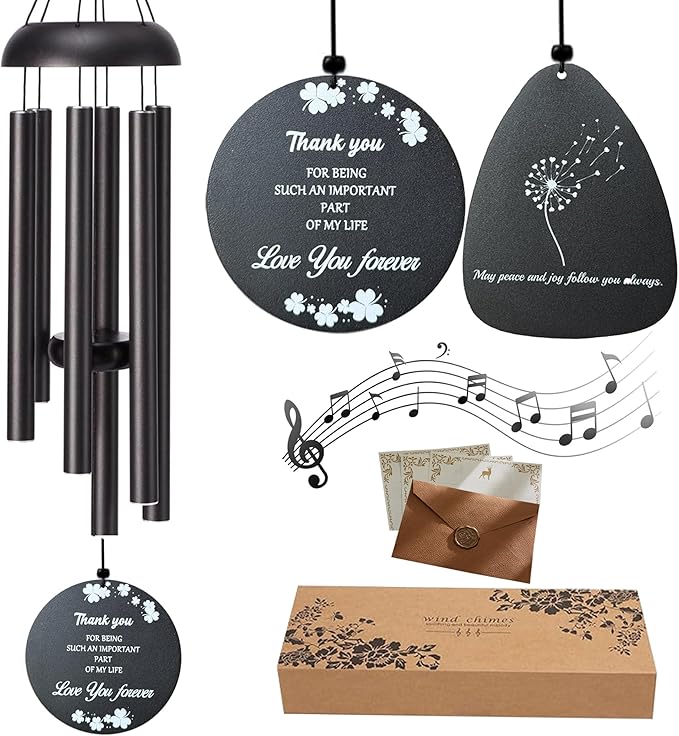 Thank You Gifts for Women Men, 37" Wind Chimes Outdoor Large for Deep Tone, Appreciation Gifts with 2pc Wind Catchers for Mother's Day Employee Coworkers Colleague Teachers Nurses for Family Friends