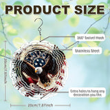 Eagle American Flag Wind Spinner Outdoor, USA 250th Anniversary Wind Chime, 8 Inch 3D Metal Garden Wind Spinner, Stainless Steel Patriotic Yard Hanging Decor Gift