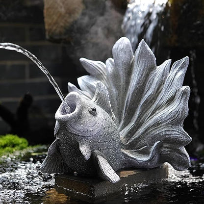 Goldfish Shape Pond spitters for Small Ponds, Fish Tank Automatic Circulation Water Landscaping Ornaments, Pool Fountains for Above Ground Pools, Garden Decor for Koi Pond(Gray,24 * 24 * 30cm)
