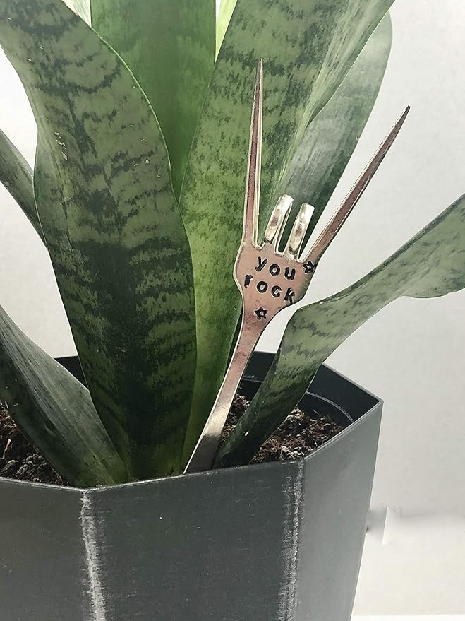 YOU ROCK Flower Pot Marker, Plant sign, recycled Fork