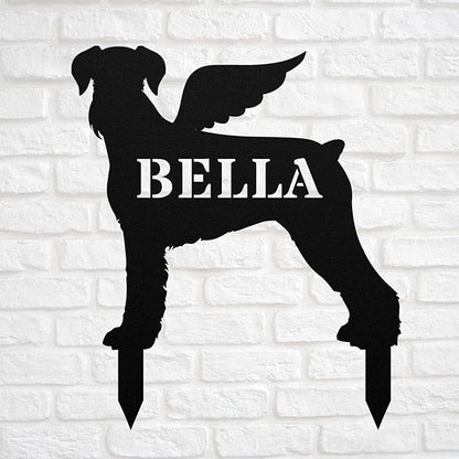 Giant Schnauzer Angel Wings Statue Figurine For Garden Sign Memorial Ornament Metal Burial Bereavement Sympathy Gift Grave Marker for Yard Garden Porch Lawn Grassland Park Farm Flowerpot Decor.