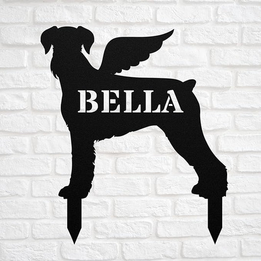 Giant Schnauzer Angel Wings Statue Figurine For Garden Sign Memorial Ornament Metal Burial Bereavement Sympathy Gift Grave Marker for Yard Garden Porch Lawn Grassland Park Farm Flowerpot Decor.