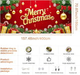 IVN Merry Christmas Happy New Year Garage Door Banner 13x6 ft Christmas Garage Door Cover Wnter Scene Background Indoor Outdoor Red Gold Snowflake Candy Cane Ornaments Gift Boxes Holiday Decorations for Home and Events Wall Backdrop Decor