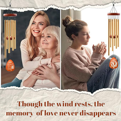 Wazzio Memorial Sympathy Gifts for Loss of Mom, 25" Memorial Wind Chimes for Loss of Mother, Bereavement Gifts Ideas for Christmas Thanksgiving, in Memory of Mom Gift for Garden Home Outdoors