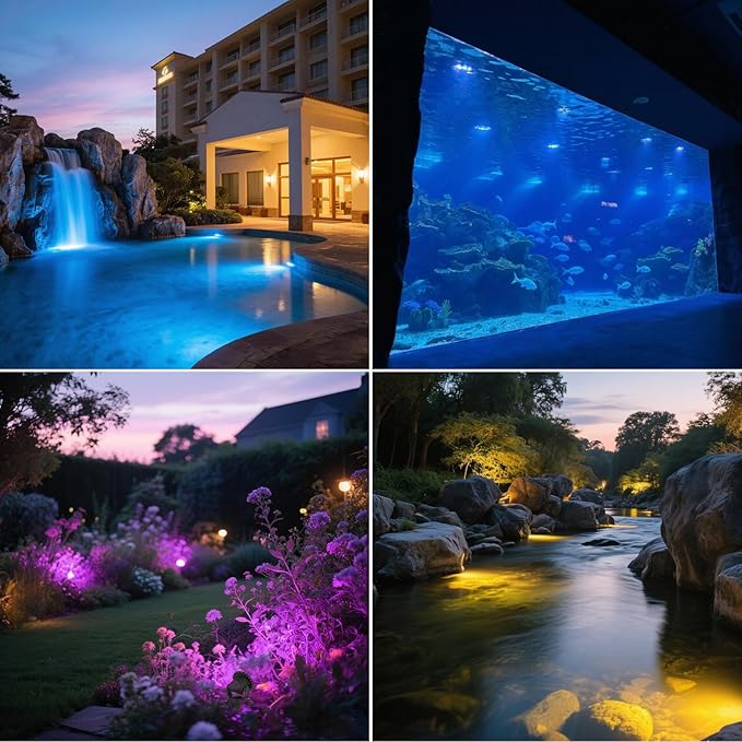 T-SUN Solar Pond Lights, 3-in-1 RGB Solar Underwater Pond Lights, IP68 Waterproof Sustainable Submersible Light for for Pond, Garden, Patio, Fountain, Pool, Waterfall Decoration