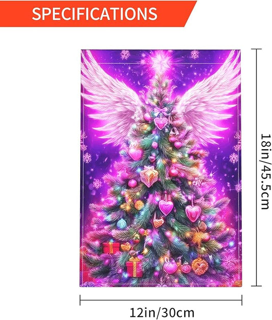 Christmas Tree Garden Flag Seasonal Double Sided 12 x 18 Inch Small Yard Flag for Indoor Outdoor Decor Holiday All Seasons