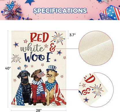 AVOIN colorlife 4th of July Dogs House Flag 28x40 Inch Double Sided Outside, Independence Day Patriotic American Stars and Stripes Yard Outdoor Decoration