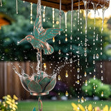 shumi 8.8ft Rain Chain for Gutters Downspouts Outside, 11 Hummingbird Cups with 12 Copper Lotus Rain Chain Cups,Functional and Decorative Replacement for Gutter Downspouts