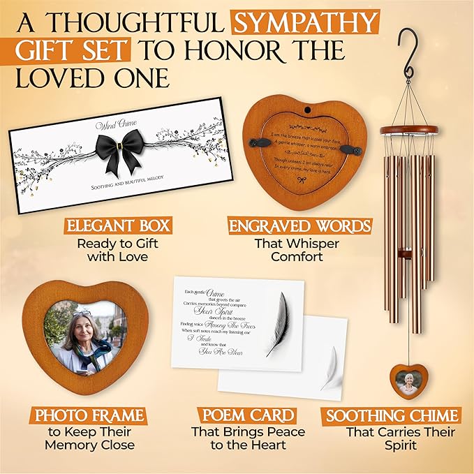 32 Inch Memorial Wind Chimes Outdoor, Wind Chimes for Loss of Loved One, Memorial Gifts for Loss of Mom, Sympathy Gifts for Mother, Father, Brother, Sister