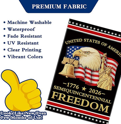 250th Anniversary America Garden Flag, 250 Anniversary USA Flag Patriotic Banner 250 Years of Freedom Yard Sign 4th of July Double-Sided Waterproof 1776-2026 Commemorative Flag 12x18 Inch