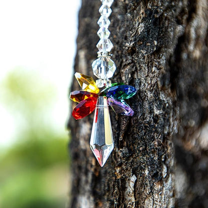 Rainbow Guardian Angel Crystal Suncatcher for Home/Car Decoration & Porch Decor & Hangings Crystal Glass Ornament for Christmas Tree Christmas Ornaments for Tree Gift for Mom Women (Rainbow)