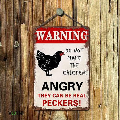 Funny Vintage Metal Chicken Coop Signs;Warning Do Not Make The Chickens Angry;for Farmhouse Gate Fence Wall Decor;Chicken Signs for Coop Funny Outdoor 8x12 In