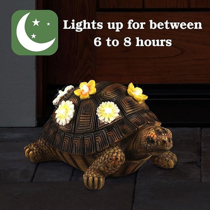 Muldale Turtle Hide a Key Outside - Solar Powered - Outdoor Decorative Spare Key Hider - Decorative Terence The Tortoise Ornament for Yard