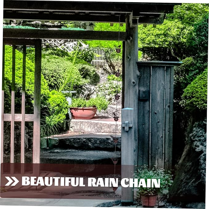 Decorative Metal Rain Chain for Gutters Drainage Elegant Cups Outdoor Garden Decor Resistant Design for Rainwater Diverter