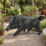 12.20" H x 21.26" L Large Wild Boar Statue for Garden, Outdoor Sculpture, Animal Decor for Yard Porch Entryway Patio Living Room, Resin (Large, Wild Boar)