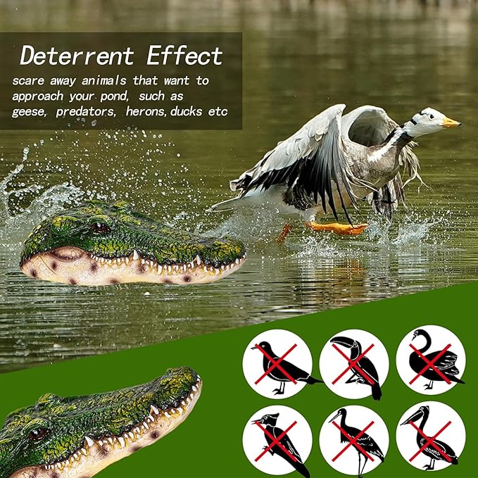 Realistic Floating Alligator Head Decoy for Ponds & Pools - Premium Quality Crocodile Decor, Duck Deterrent, Garden & Yard Animal Protector, Lifelike Predator Replica