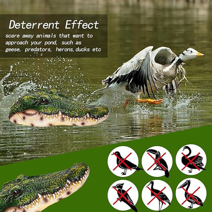 Realistic Floating Alligator Head Decoy for Ponds & Pools - Premium Quality Crocodile Decor, Duck Deterrent, Garden & Yard Animal Protector, Lifelike Predator Replica