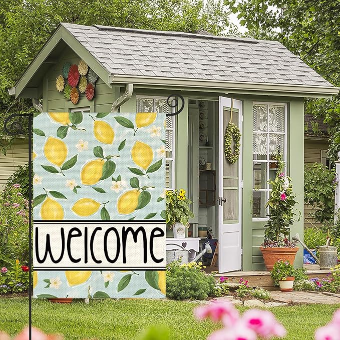 AVOIN colorlife Summer Lemon Garden Flag 12x18 Inch Double Sided Outside, Welcome Seasonal Yard Outdoor Flag