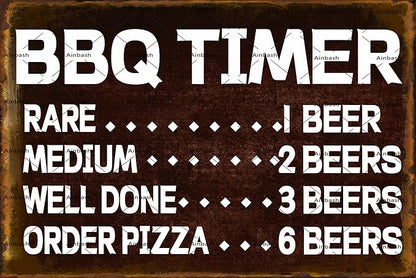 Funny Kitchen BBQ Timer Vintage Signs Metal Retro Barbecue Sign Grilling For Outdoor garden Backyard Bar Kitchen tin Signs Patio poster 8x12inch
