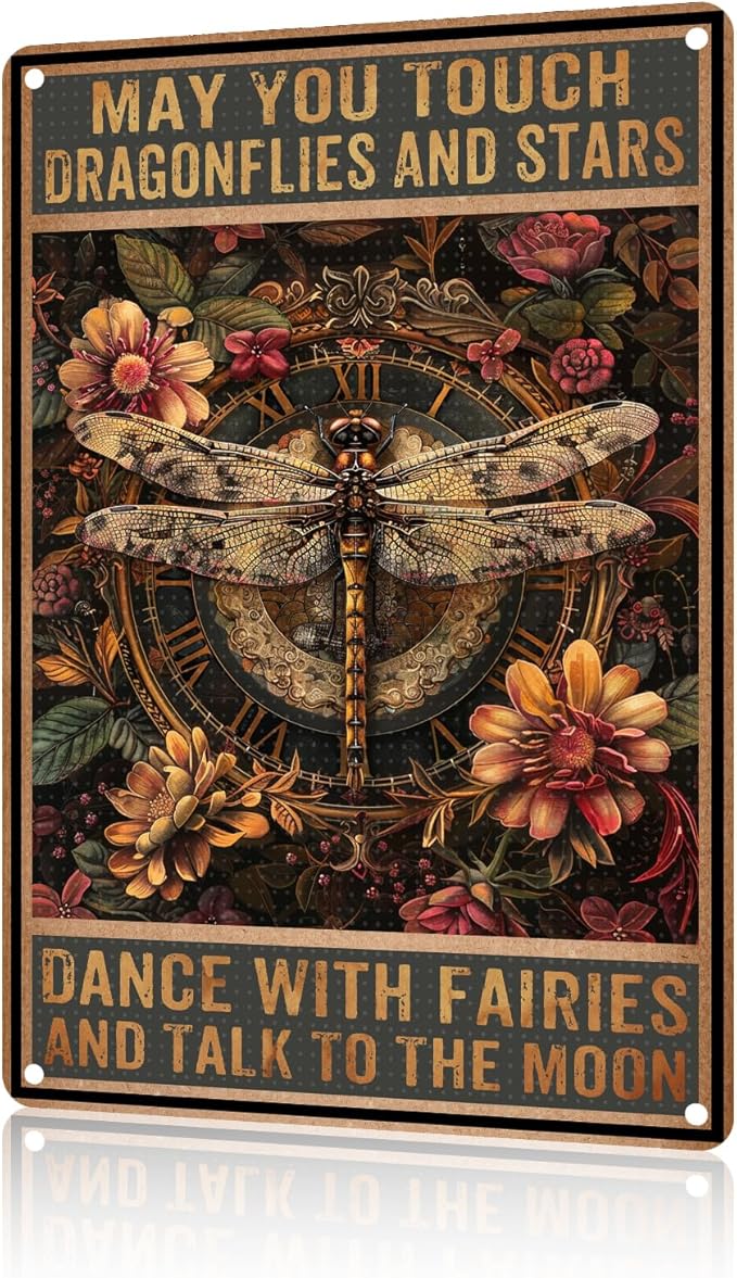 Funny Garden Decor What If You Fly Dragonfly Vintage Metal Signs Garden Tin Sign for Home Outdoor Wall Decor 12×16 Inch