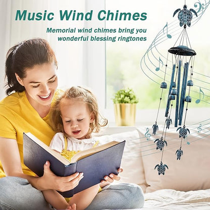 LESES Wind Chimes Sea Turtle Wind Chime for Outside with 4 Aluminum Tubes, Windchimes Outdoors Clearance Home Garden Patio Decor Memorial Wind Chimes for Mom Grandma Unique Birthday Festival Gifts