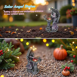 Evursua Garden Angel Decor 12 Inch Solar Fairy Outdoor Statue with Fountain Light Color Changing, Solar Lights Yard Decoration for Front Porch Flowerpot Patio Ornaments, Home Decor Gifts for New Year
