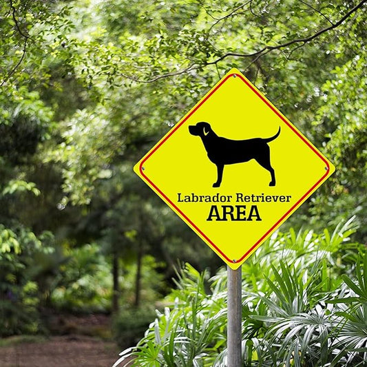 Caution Labrador Retriever Crossing XING Tin Sign Labrador Retriever Dog Area Warning Street Sign Labrador Retriever Novelty Road Sign for Home Bars Clubs Cafes Man Cave 10x10in