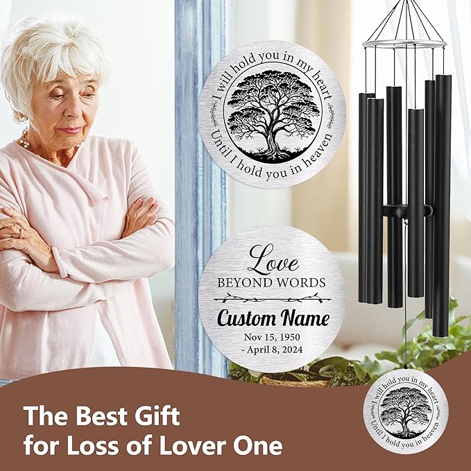 ASTARIN Personalized 30" Bereavement Wind Chimes for Outside, Memorial Gift in Remembrance of a Loved One, Sympathy Gift for Loss of Mother Father Husband, Garden Patio Decor