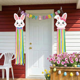 2PCS Easter Windsocks Outdoor Decorations Bunny Spring Hanging Floating Face Wind Socks for Yard Garden Porch Patio Decor